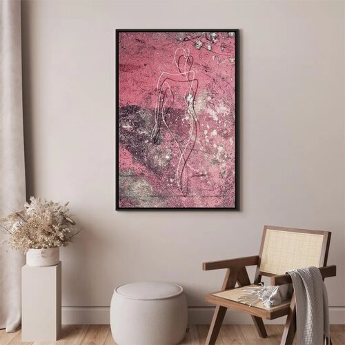  Slika - Figure on Pink Background (1-part) - Female Silhouette in Marble 80x120 U crnom drvenom okviru Slike