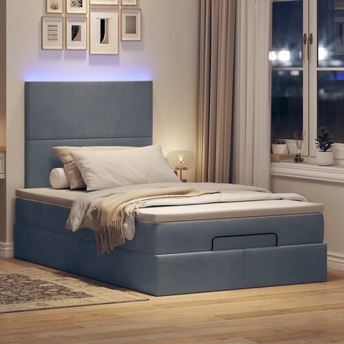 VidaXL Okvir za krevet s madracima tamnosivi 120x190 cm bar&amp;scaron;unasti Slike