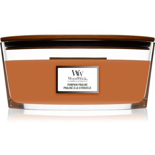 WoodWick Pumpkin Praline mirisna svijeća s drvenim fitiljem (hearthwick) 453,6 g Slike