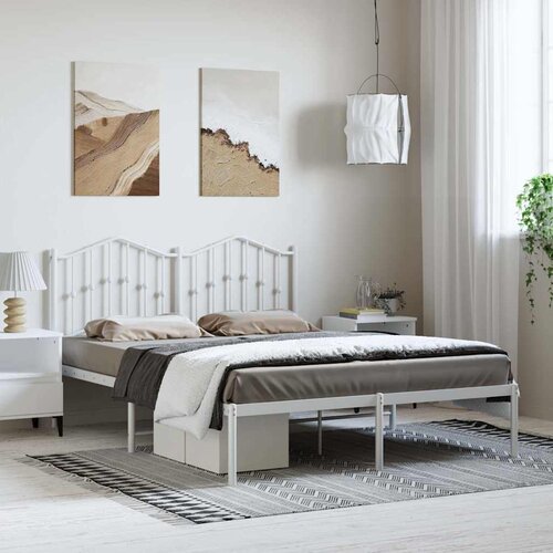  Metalni okvir za krevet s uzglavljem bijeli 150x200 cm Cijene
