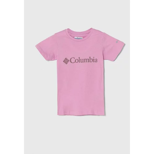 Columbia Otroška bombažna kratka majica Mission Lake Short roza barva