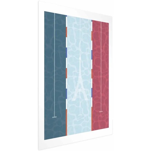  Plakat - Illustration of a Pool Against the French Flag 29.7x42 Bez okvira Cene