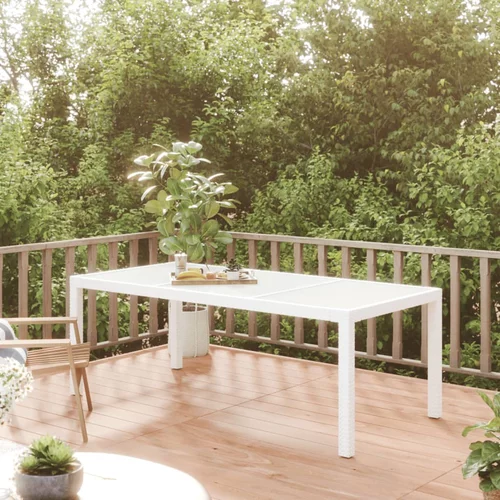  Vrtni stol bijeli 190x90x75 cm od kaljenog stakla i poliratana