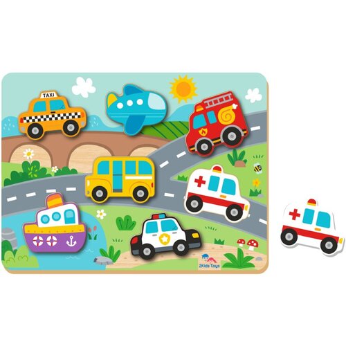 2Kids Toys Shape Puzzles aktivnostna vstavljanka Traffic 12m+ 8 kos Cene