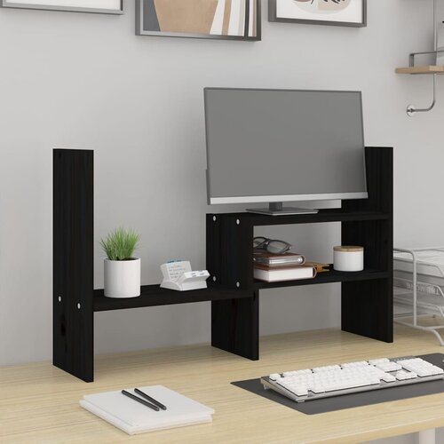  Stalak za monitor crni (39 - 72) x 17 x 43 cm masivna borovina Cijene