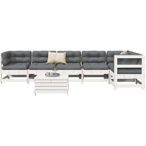  7-dijelni set vrtnih sofa bijeli od masivne borovine Cijene