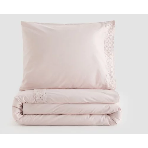 Reserved komplet bombažne posteljnine z detajli iz okrasne čipke broderie anglaise - roza