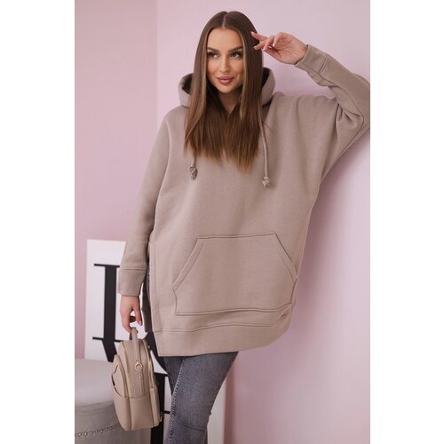 Kesi Insulated sweatshirt with slits on the sides dark beige Slike