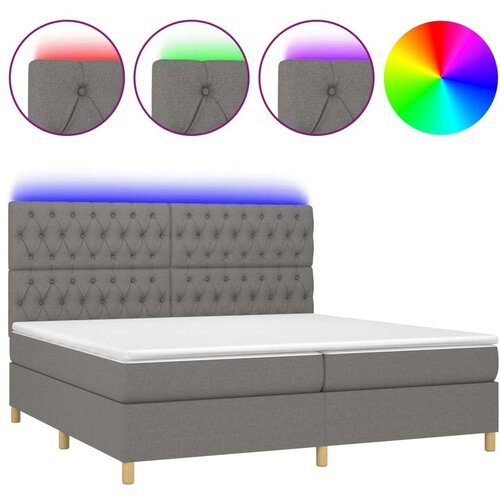  Box spring s madracem LED tamnosivi 200x200 cm tkanina Slike