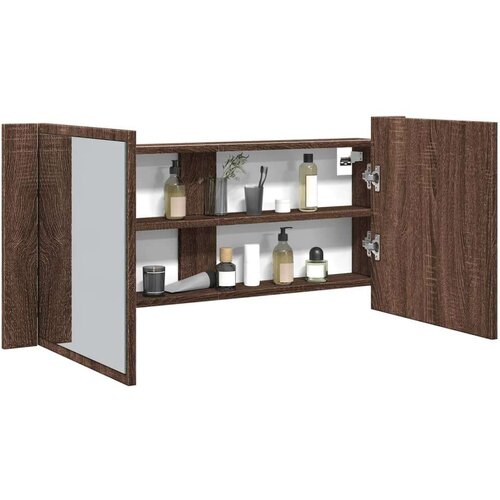  LED kupaonski ormarić s ogledalom smeđa boja hrasta 100x12x45cm Cijene