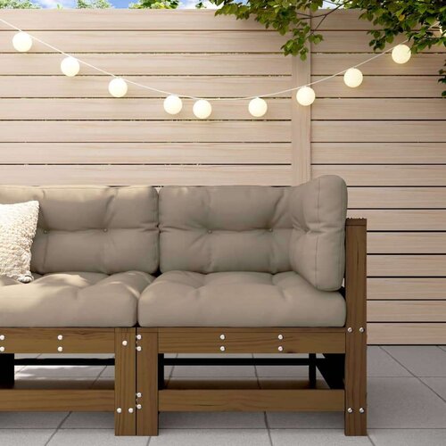  Kutna vrtna sofa smeđa boja meda od masivne borovine Slike