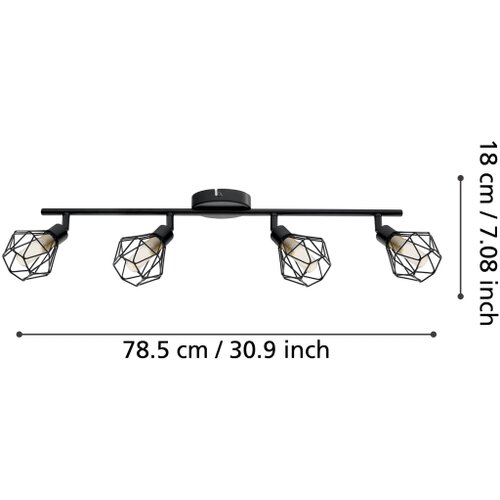 Eglo zapata 1 reflektor/3, led, g9, 3x3w, 3x360lm, crna/čelik/amber staklo Slike