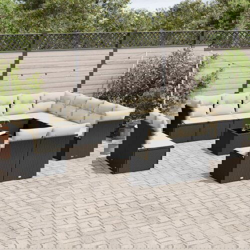  The Living Store Vrtna sedežna garnitura 14-delna z blazinami črn poli ratan - Vrtna Sedežna Garniture, (21478332) Cene