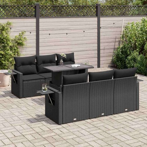 vidaXL 7-dijelni set vrtnih sofa od poliratana s jastucima crni Cijene