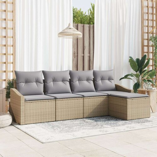  Vrtni kavč set Set 5 Bež, Siva Ratan, Poliester Vrtni kavč, (22065211) Slike