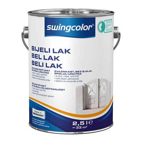 SWINGCOLOR Bel akrilni lak (barva: svileno mat; 2,5 l) Cene