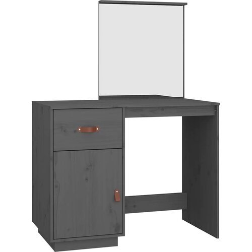  Toaletni stolić sivi 95 x 50 x 134 cm od masivne borovine Slike