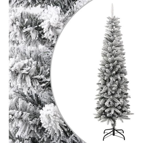  Ozka umetna novoletna jelka s snegom 210 cm PVC in PE Slike