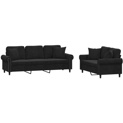vidaXL 2-dijelni set sofa s jastucima crni baršunasti Cijene