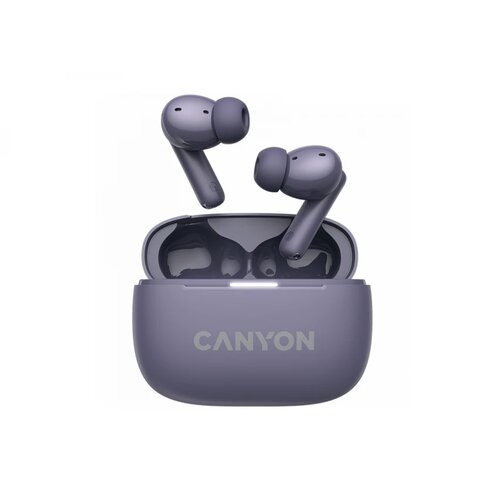 Canyon ongo TWS-10 anc+enc, bluetooth headset, microphone, bt v5.3 BT8922F, frequence Response:20Hz-20kHz, battery earbud 40mAh*2+Charging case 500mAH, type-c cable length 24cm,size 63.97*47.47*26.5mm 42.5g, purple Cene