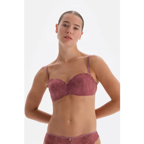 Dagi Strapless Covered Bra with Dusty Rose Lace Detail