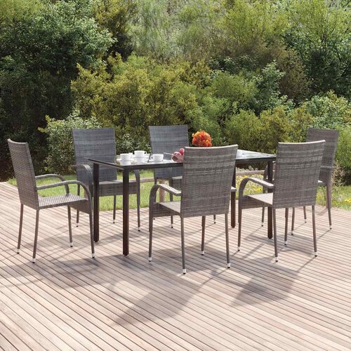  7-dijelni vrtni blagovaonski set od poliratana sivi Siva 160 cm table length Cene