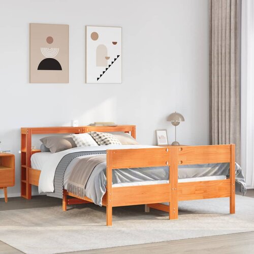 Furnova Posteljni okvir brez vzmetnice vo&amp;scaron;čeno rjav 120x200 cm borovina, (21934246) Slike