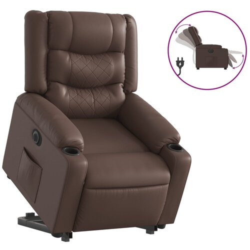 Maison Chic Električni naslanjač - Relax naslanjač s funkcijo vstajanja rjavo umetno usnje, (22061075) Slike