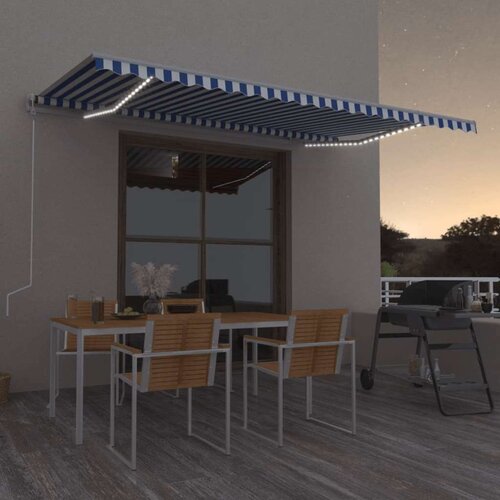  Automatska tenda sa senzorom LED 500x350 cm plavo-bijela Cijene