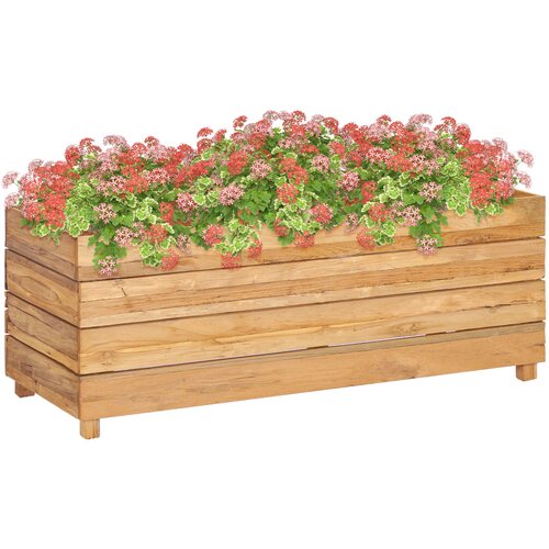 vidaXL Visoka greda 100x40x38 cm trdna tikovina in jeklo, (20759110) Cene
