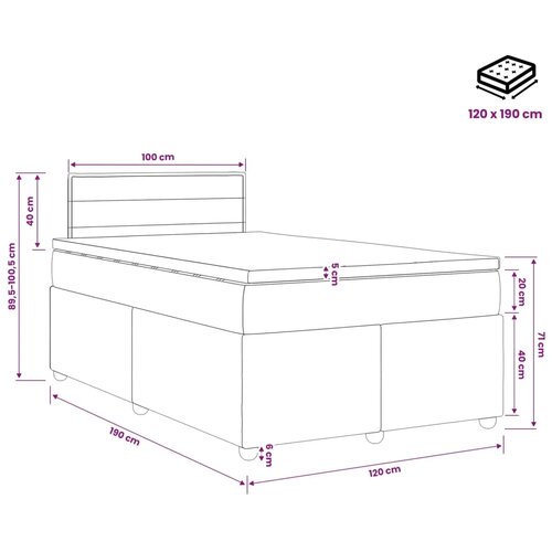  Boxspring krevet s madracem Sivosmeđa 120 x 190 cm Tkanina - Sivosmeđa 120 x 190 cm Dizajn linija Slike
