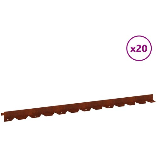  Ograda oko Travnjaka 20 pcs 102 x 4 x 4 cm Čelik Rđa Slike