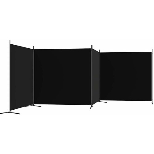  pregrada s 4 panela crna 698 x 180 cm od tkanine Slike