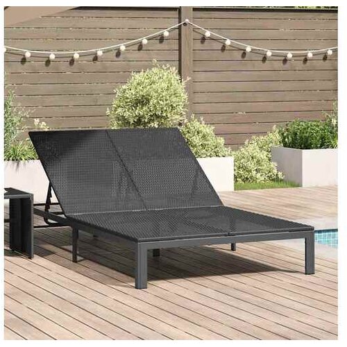 VidaXL Ležalnik 1-oseba Črna 206 x 62.5 x 74 cm poli ratan Slike