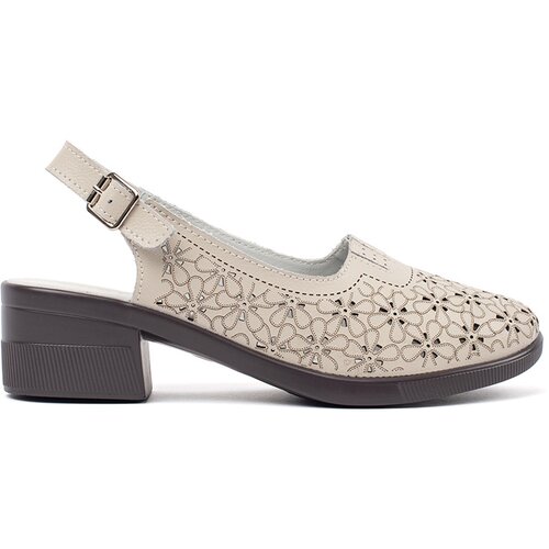 GOODIN Beige perforated low-heeled sandals Slike