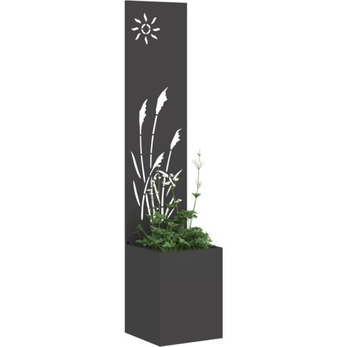 VidaXL Vrtni Sadič s Dekorativnom Pločom Crna 32 x 140 cm Slike