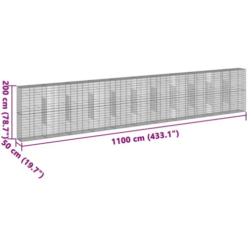  Gabionska ko&amp;scaron;ara s poklopcem 1100x50x200 cm pocinčano željezo Slike