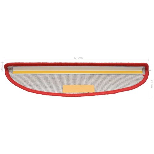  Otirači za stepenice 10 kom 65 x 21 x 4 cm crveni Slike