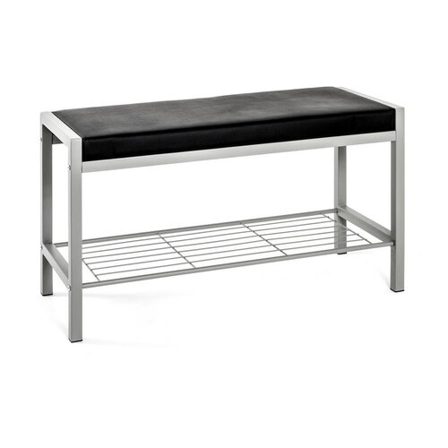 CARRYHOME garderobna klop črna, barve aluminija Slike