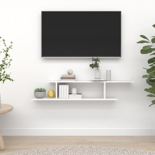 vidaXL Stenska TV polica bela 125x18x23 cm iverna plošča, (20620886) Cene
