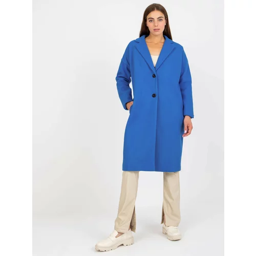Fashion Hunters Dark blue lady's coat with pockets OH BELLA