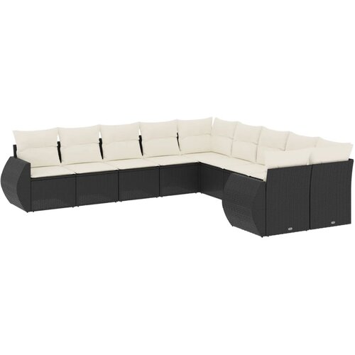 vidaXL 10-dijelni set vrtnih sofa s jastucima crni od poliratana Cijene