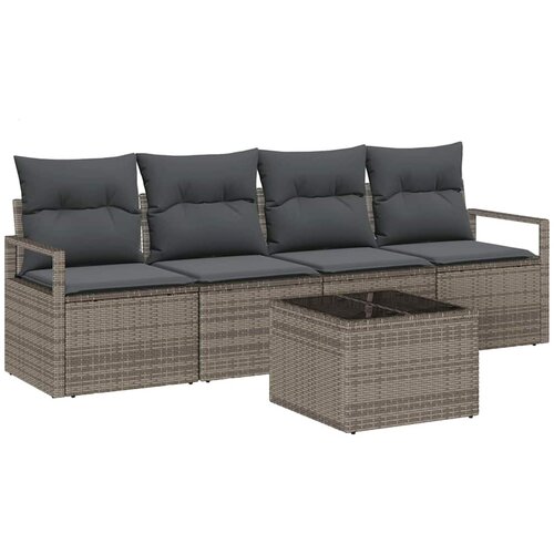 vidaXL Kavčna garnitura z blazino 5 pcs Siva poli ratan, (5000138247) Cene
