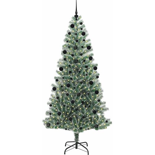 Umjetno Božićno Drvo s Snježnim Flokom i LED Svjetlom 210 cm Slike