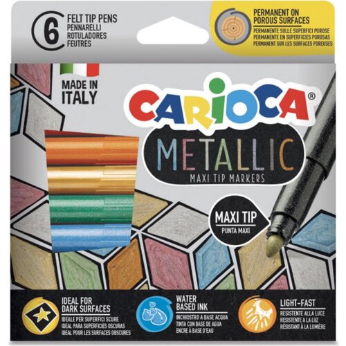 Carioca Metallic Maxi Felt Tip Pens - 6 kos. Cene