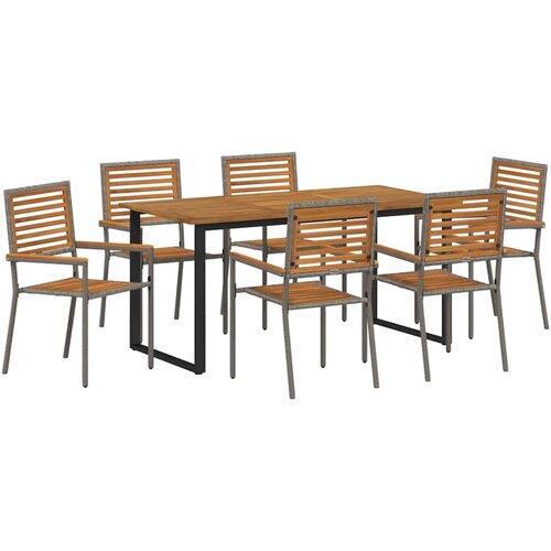 vidaXL Komplet za jedilnico v vrtu 7 pcs Siva Masiven les akacije, (5000300642) Cene