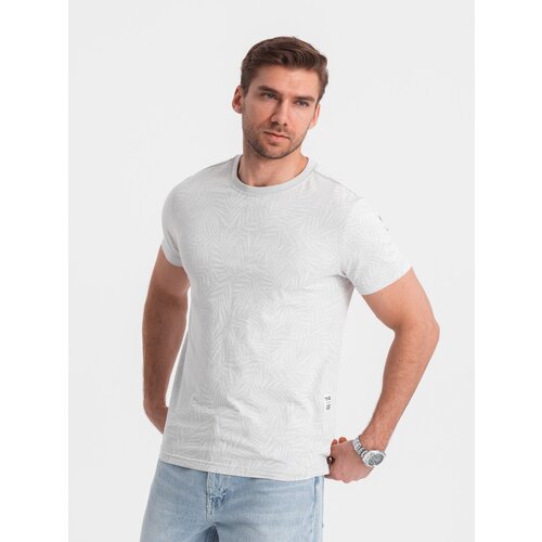 Ombre Men&amp;#039;s fulllprint t-shirt in palm leaves - grey Slike