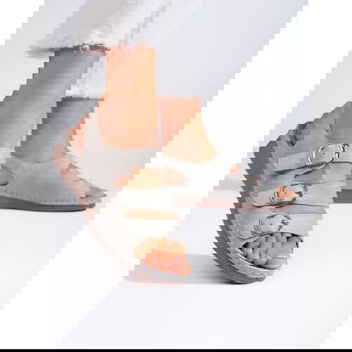 Shelvt Comfortable gray sandals on a low wedge Cene