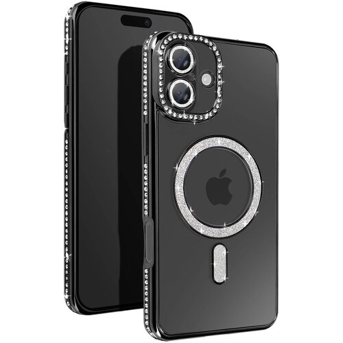 AVIZAR Diamantno ohišje za telefon iiPhone 16 Zaščita MagSafe Contour Strass, Črna, (5000016108) Cene