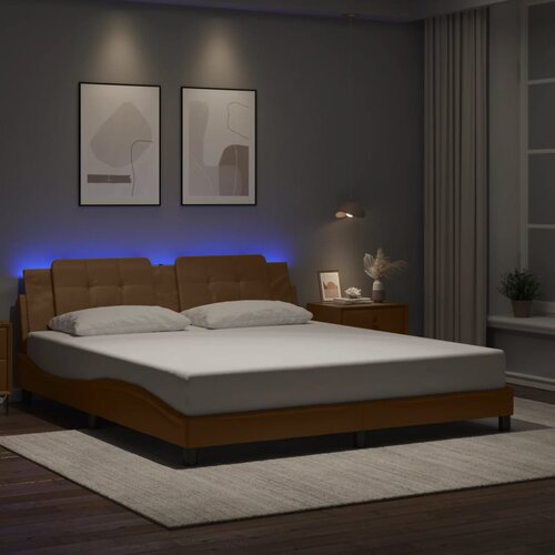  Okvir kreveta s LED-om bez madraca Zadar boja cappuccina 180 x 200 cm Cijene